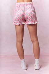 Flower Printed Satin PJ Set Pink