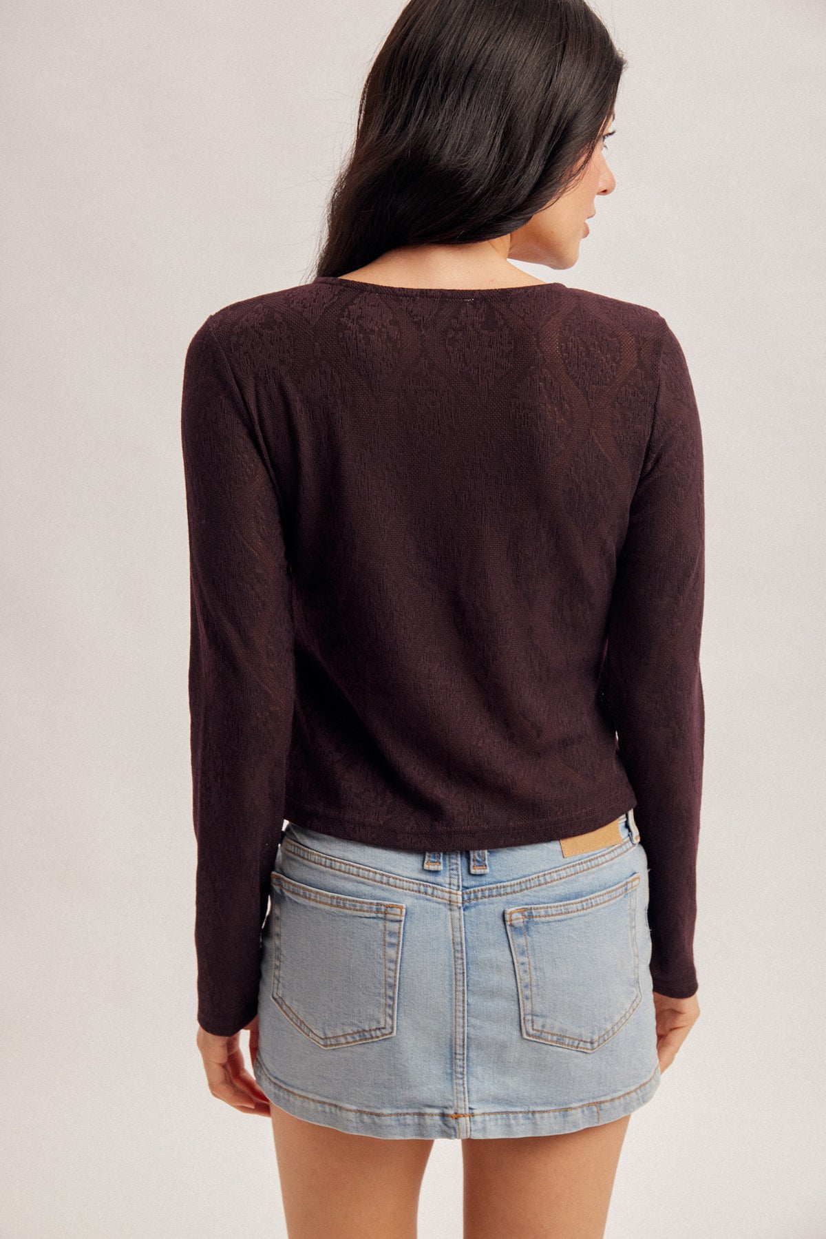 Knit Jacquard Button Down Cardigan Top