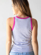 Love Flower Ringer Tank Grey