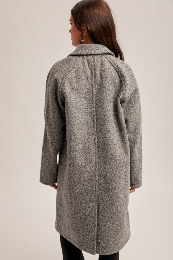Teddy Textured Button Down Coat Charcoal
