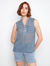 Printed Chest Pocket Sleeveless Top Mini