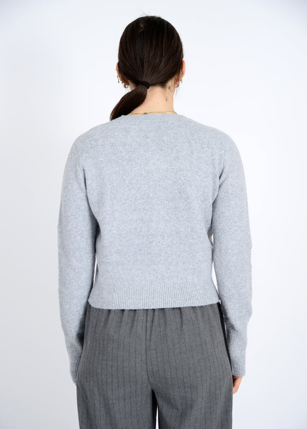 Atalanta Covered Buttons Sweater Cardi Flint Grey