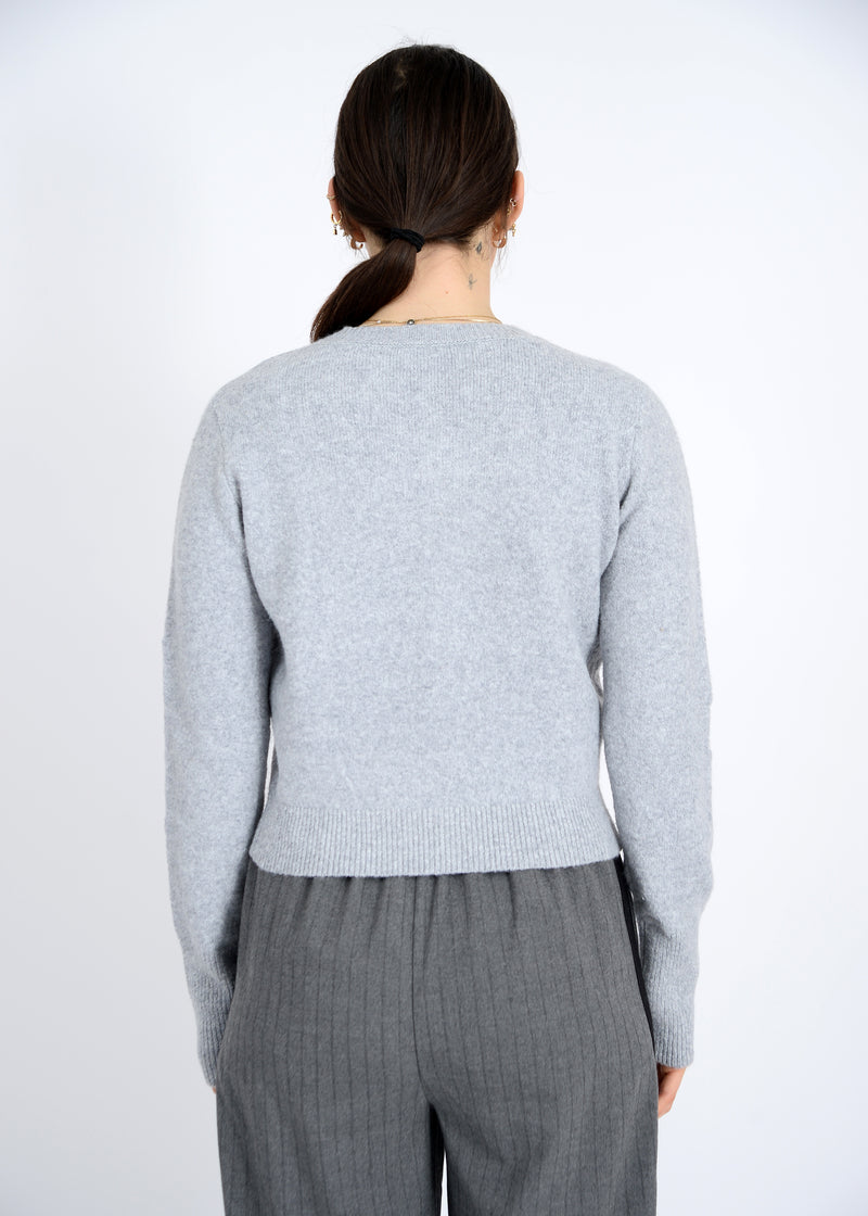 Atalanta Covered Buttons Sweater Cardi Flint Grey