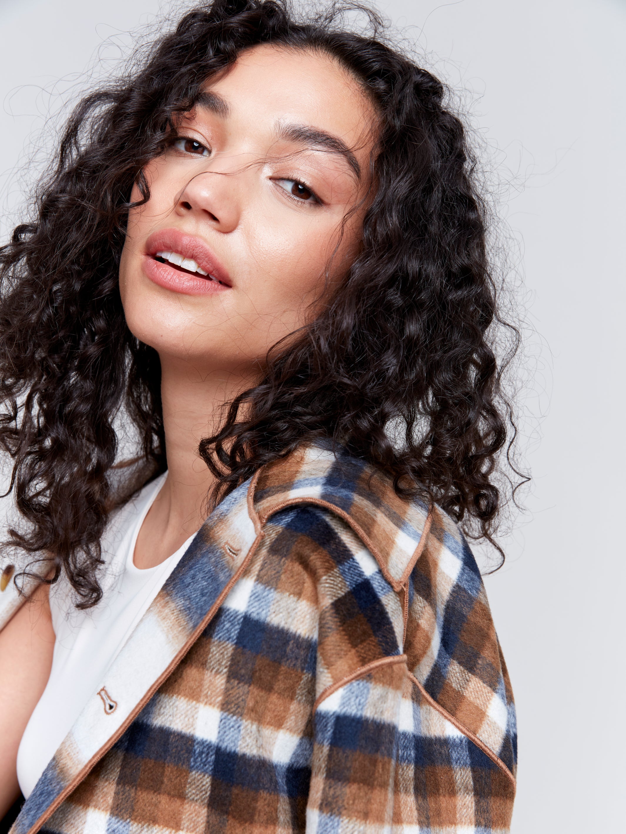 Reversible Plaid Oversized Jacket Truffle