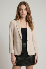 Striped Single Button Blazer Oat