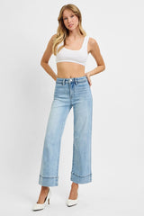 High Rise Crop Wide Jeans New Light