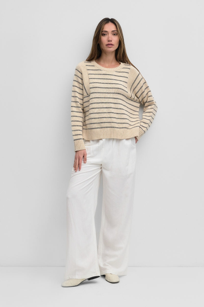 Xanthe Stripe Sweater Cream + Black
