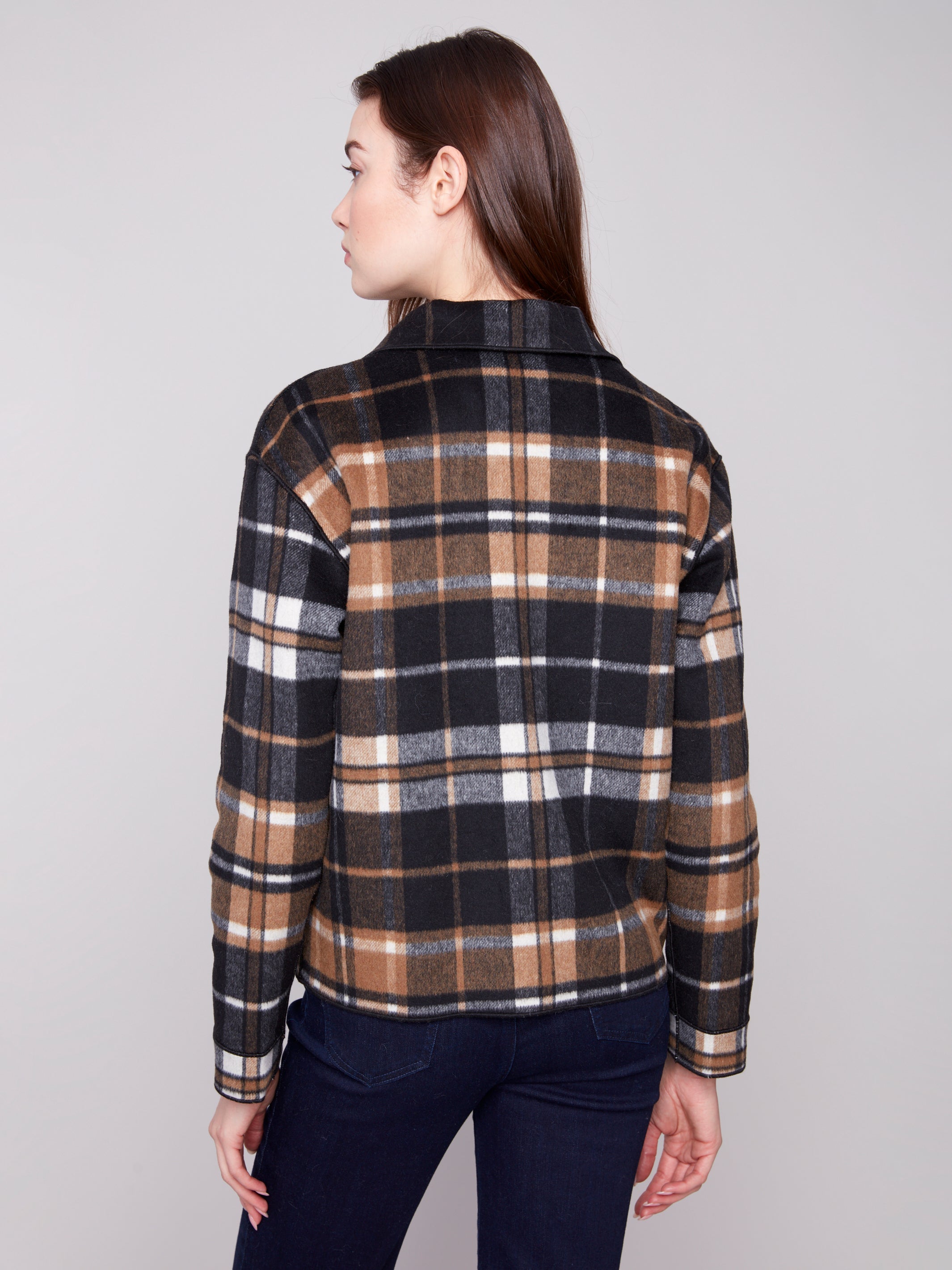 Reversible Plaid Oversized Jacket Cacao
