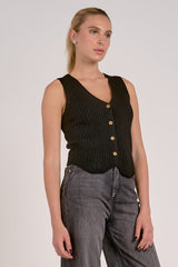 Ribbed Sweater Vest Black