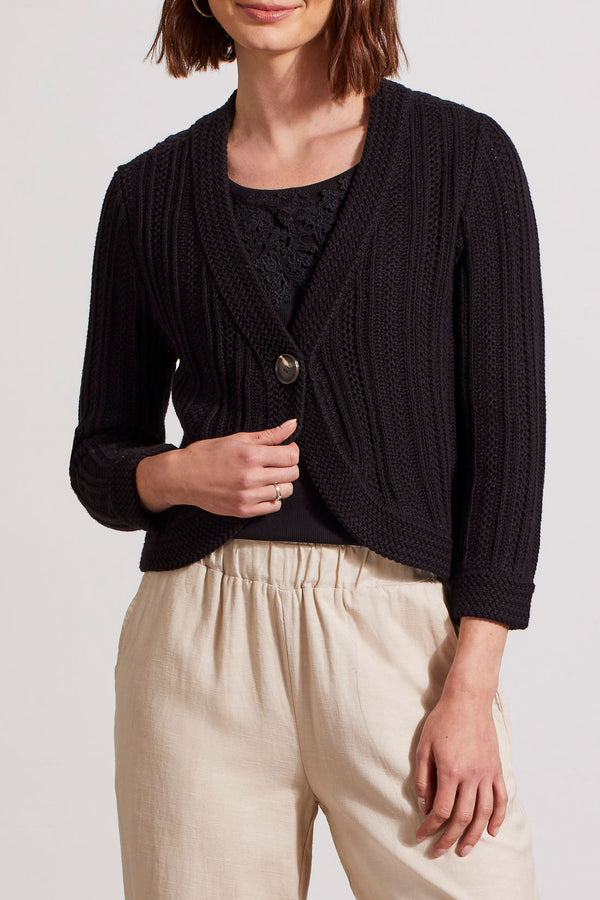 3/4 Sleeve Single Button Bolero Sweater Black
