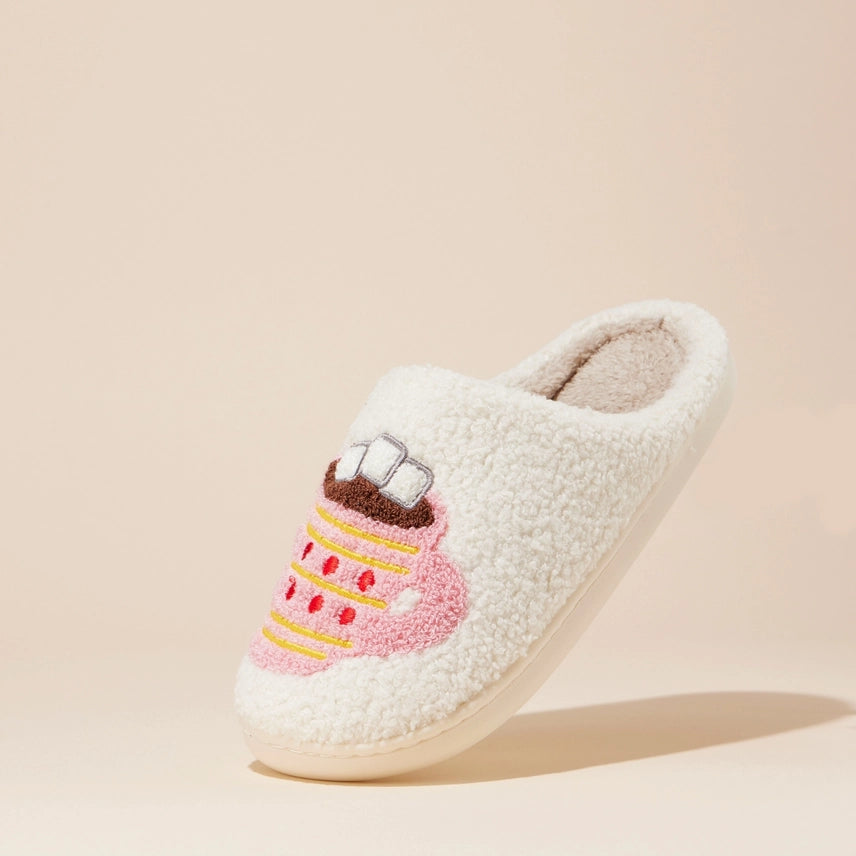 Gingerbread Man Hot Chocolate Slippers Pink