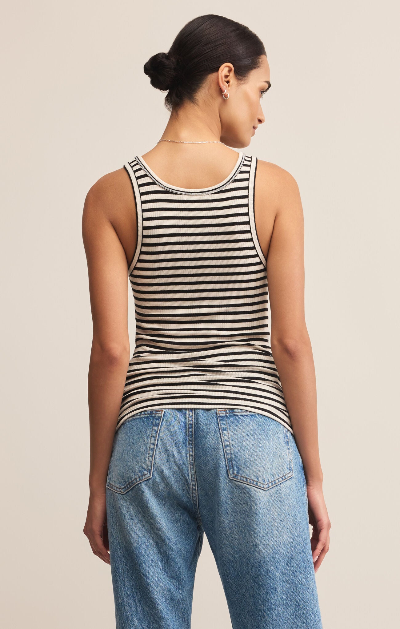 Classic Striped Scoop Tank Black