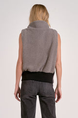 Sherpa Contrast Moto Zip Vest Grey