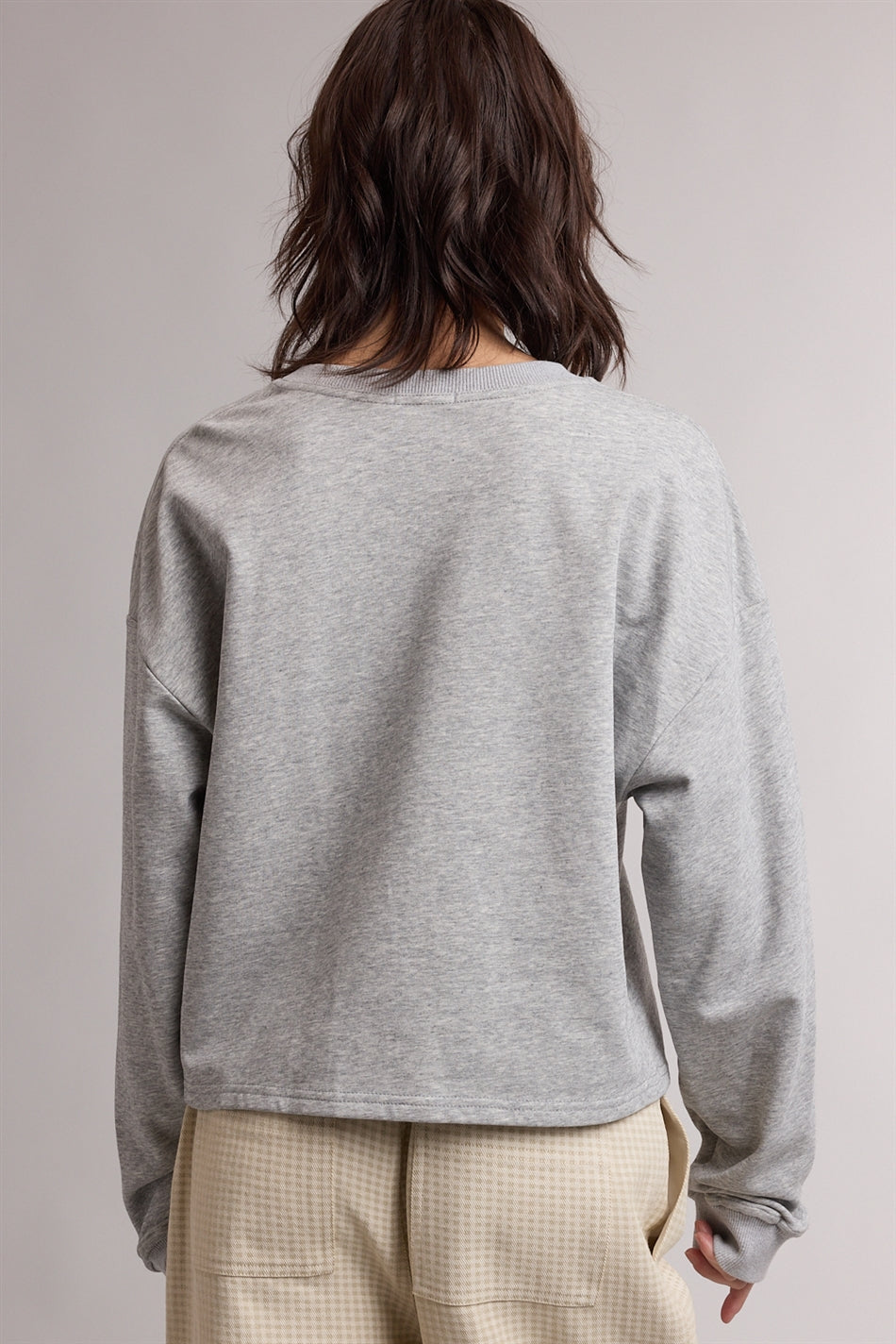 Double Stripe Panel Sweatshirt Heather Grey + White