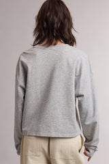 Double Stripe Panel Sweatshirt Heather Grey + White