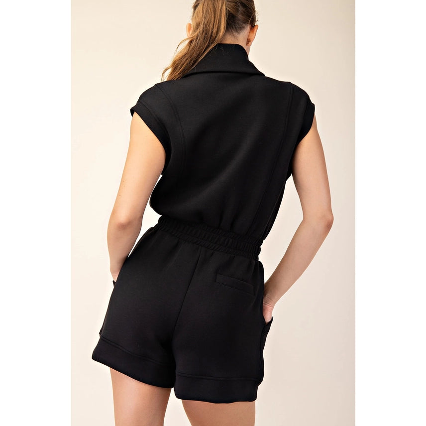 Modal Scuba Luxe Sleeveless Romper Black