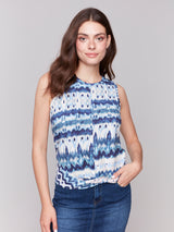 Knot Hem Printed Slub Tank Lake Tahoe