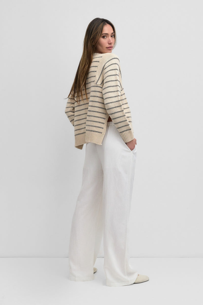 Xanthe Stripe Sweater Cream + Black