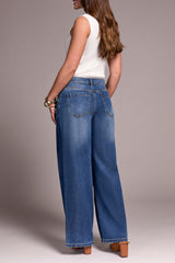 Audrey Pleated Wide Leg Jeans Blue Bliss