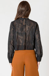 Embroidered Lace Insert Top Black