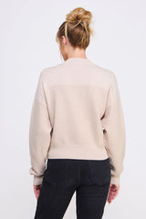 Textured Rib Dolman Half Zip Top Sand