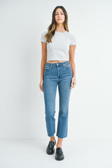 High Rise Tonal Crop Flare Jeans Medium Denim