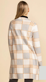 Harmon Plaid Sweater Cardi Grey