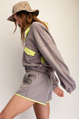 French Terry Playful Set Stone Taupe + Lime