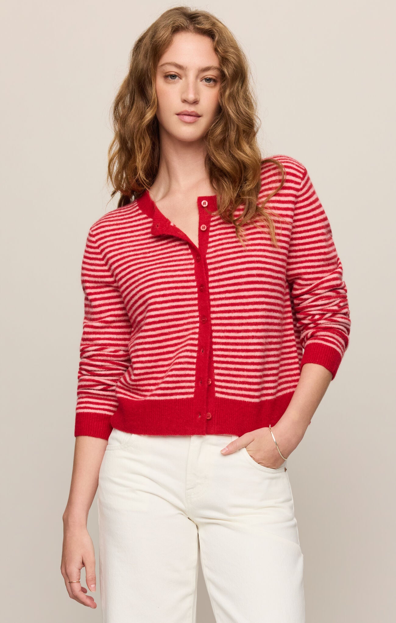 Medina Stripe Cardigan Amour Red