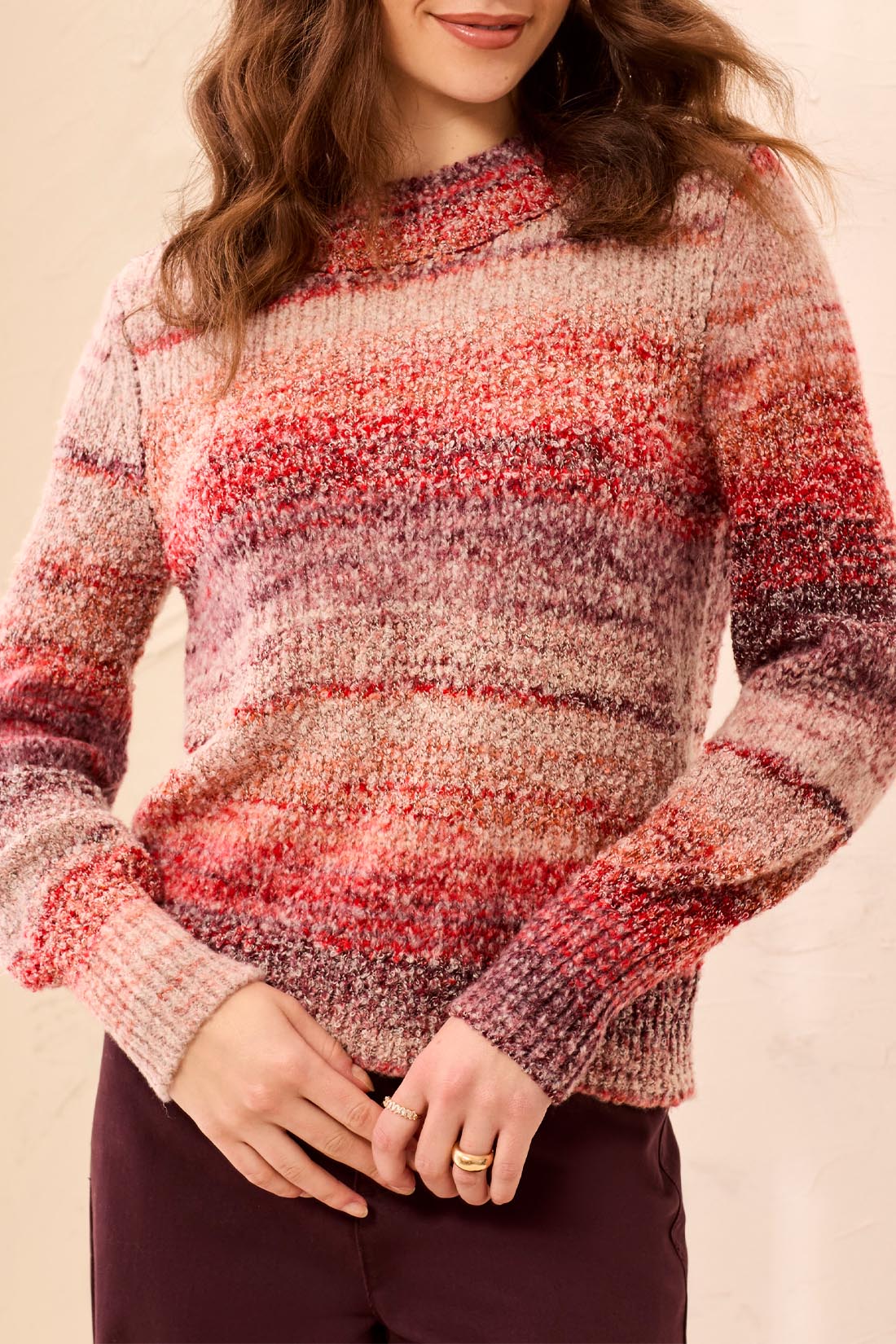 Ombre Nubby Mock Neck Sweater Jazzy