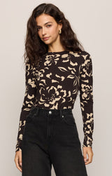 Onyx Freya Floral Top Dark Roast
