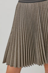 Pleated Mini Plaid Sparkle Skirt Mocha