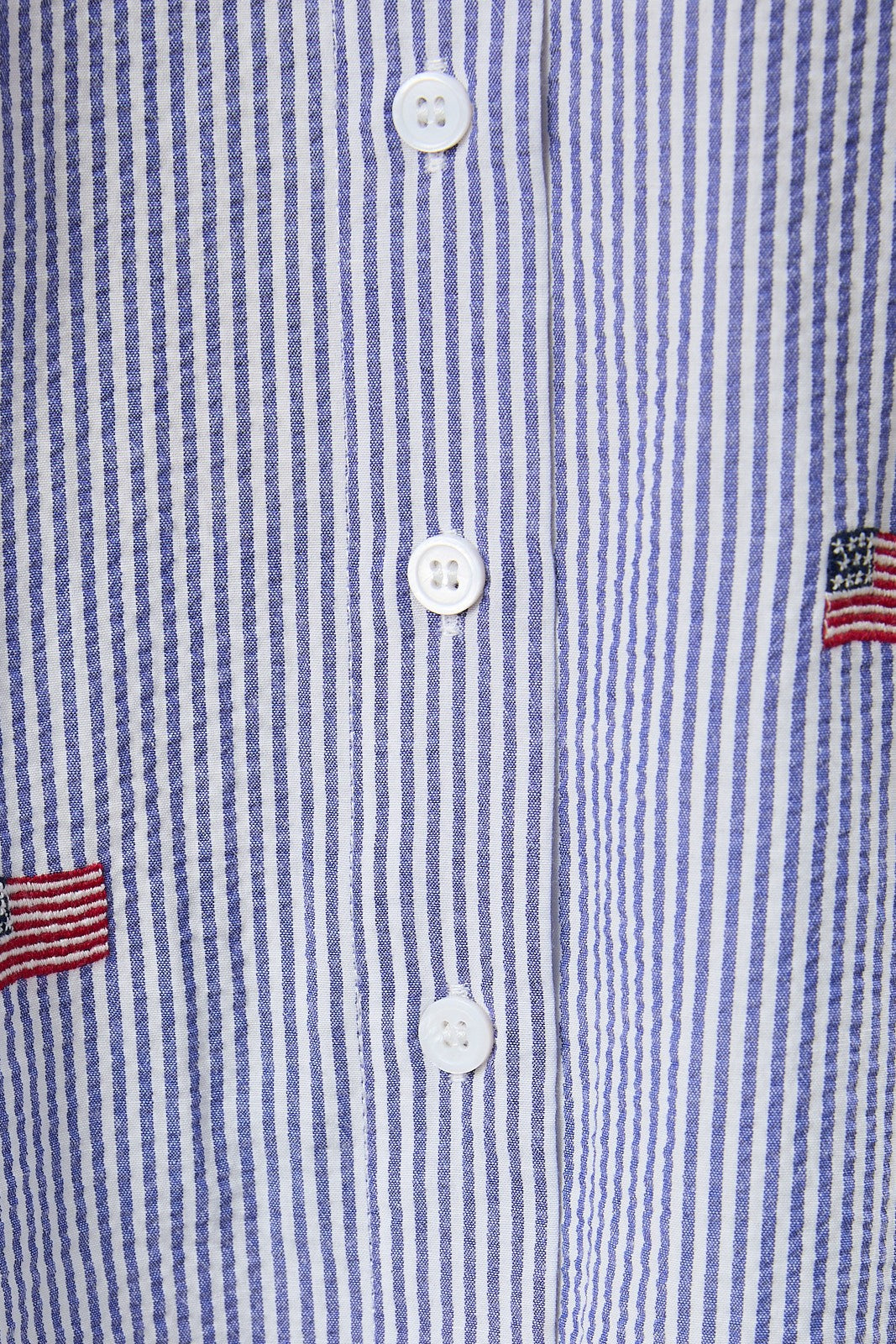 Stripe Flag Embroidered Button Down Shirt Navy White Stripe