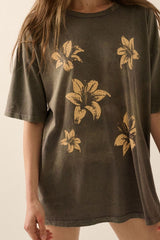 Mineral Washed Lily Graphic Tee Iron