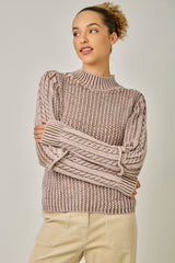 Washed Mock Neck Sweater Mocha