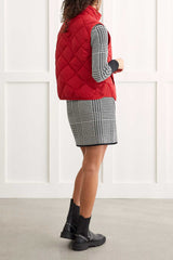 Puffer Quilted Crinkle Buttoned Vest Earth Red