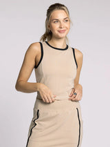 Carter Contrast Piping Cropped Tank Oak Black Rib