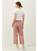 Tencel Wide Leg Cropped Pants Summer Mauve