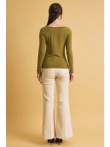 Ultra Soft Basic Boatneck Long Sleeve Tee Moss