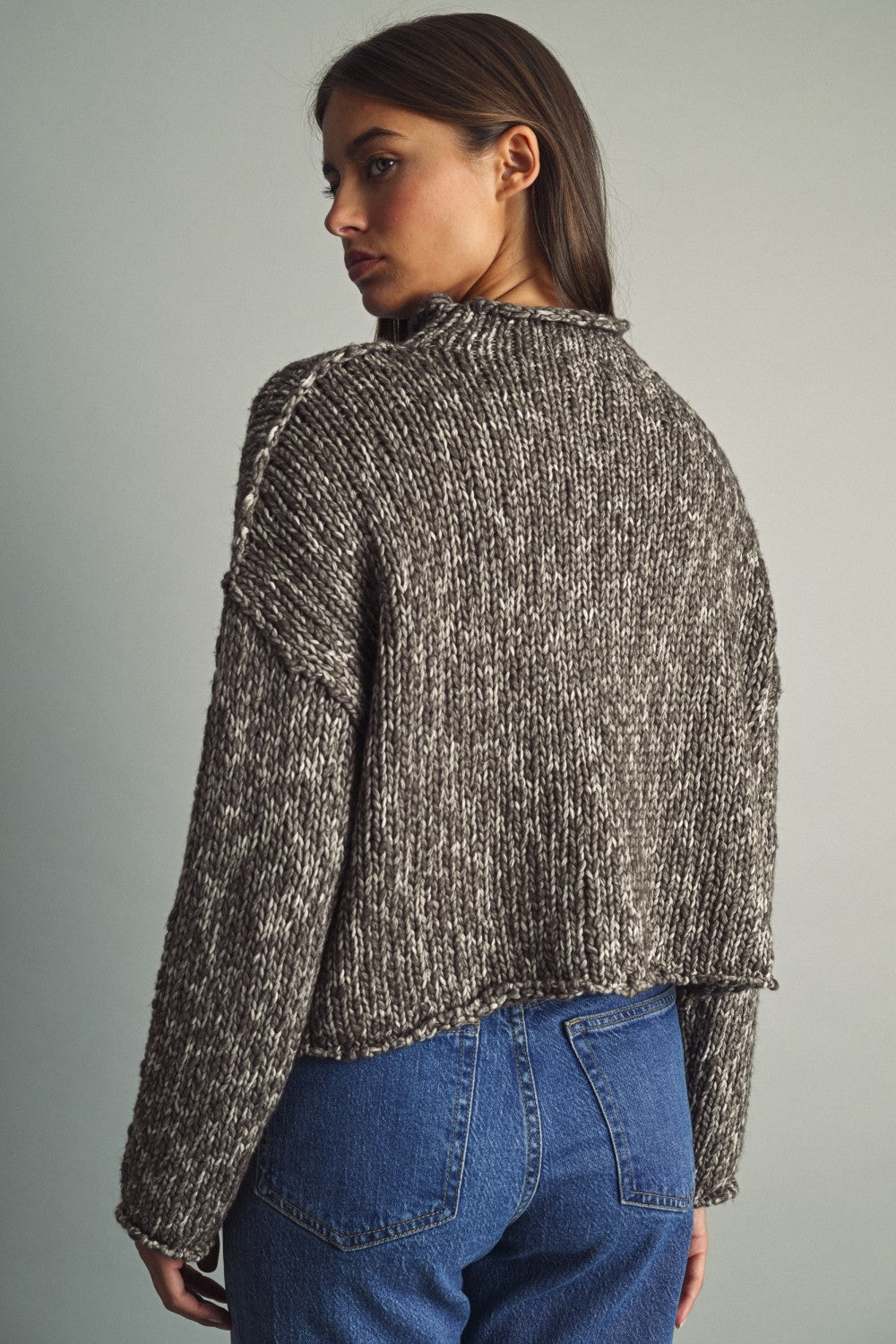 Roll Hem Long Sleeve Sweater