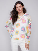 Crochet Daisies Fishnet Hoodie Sweater Daisies
