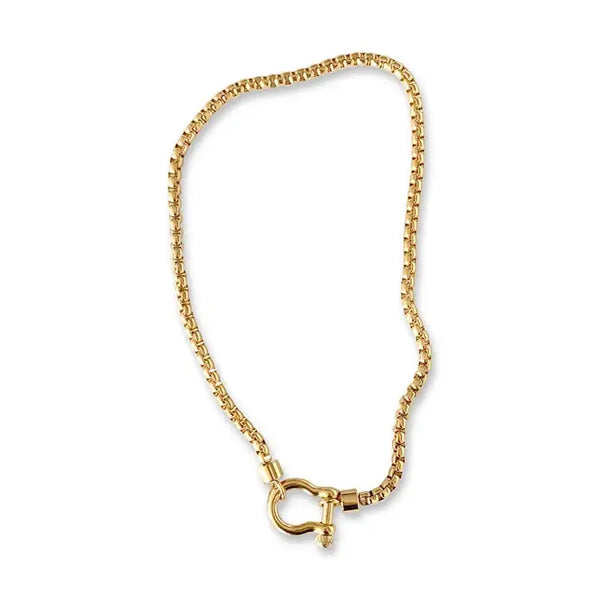 18K Gold Plated Rope Buckle Chunky Necklace