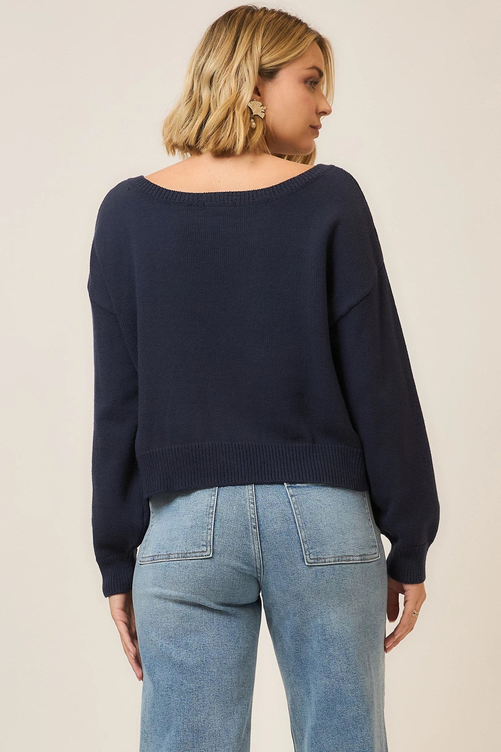 Boatneck Lobster Sweater Navy