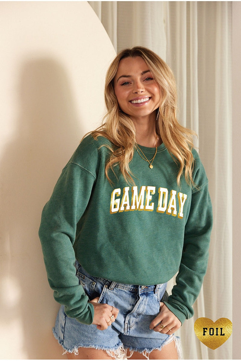 Game Day Foil Sweatshirt Dusty Forest