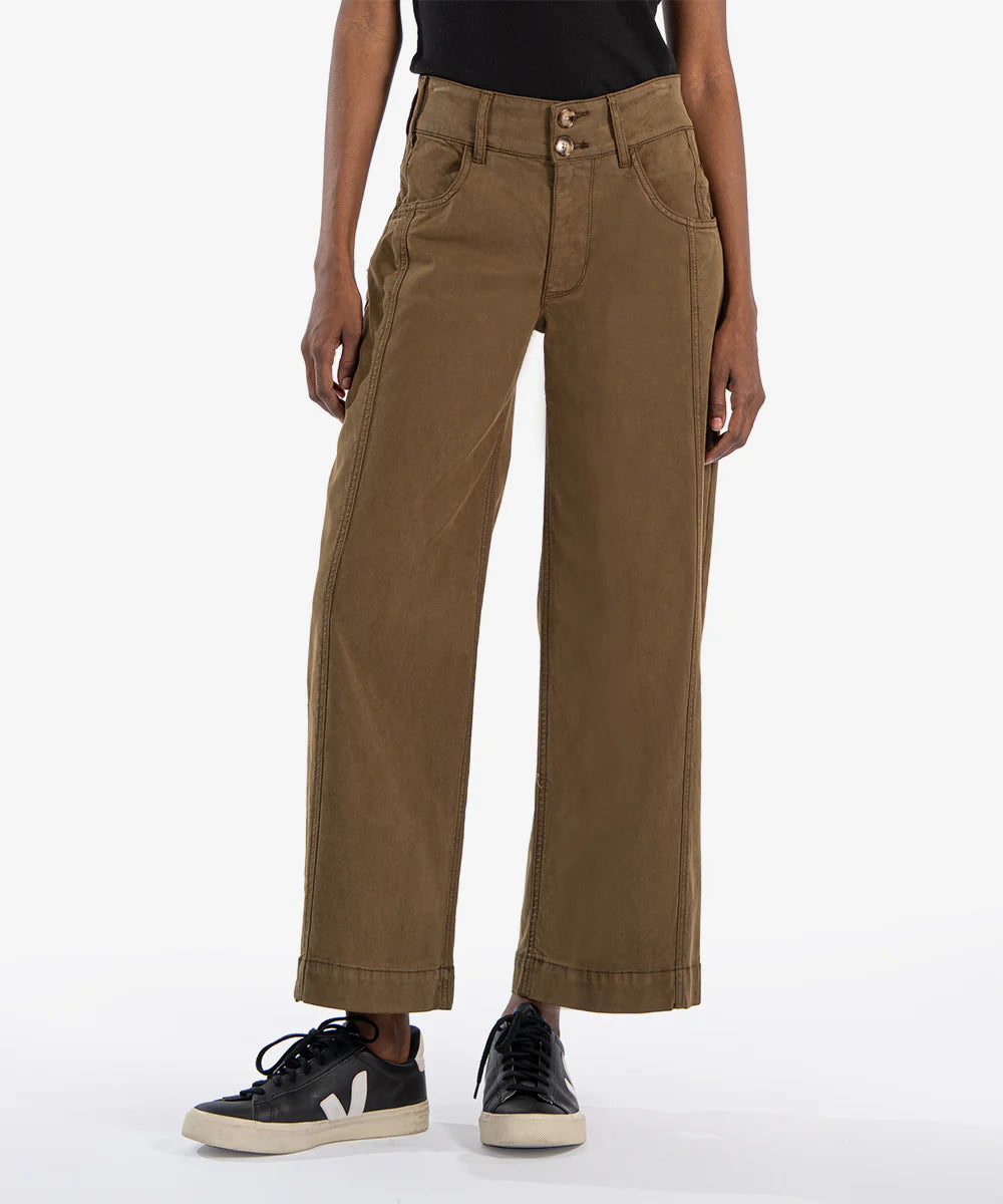 Charlotte High Rise Wide Leg Front Seam Pants Dark Olive