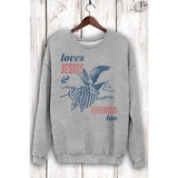 Loves Jesus & America Eagle Sweatshirt Mineral Heather Grey