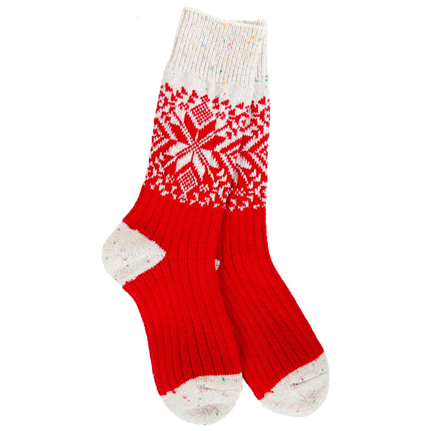 Weekend Holiday Crew Socks Red Confetti