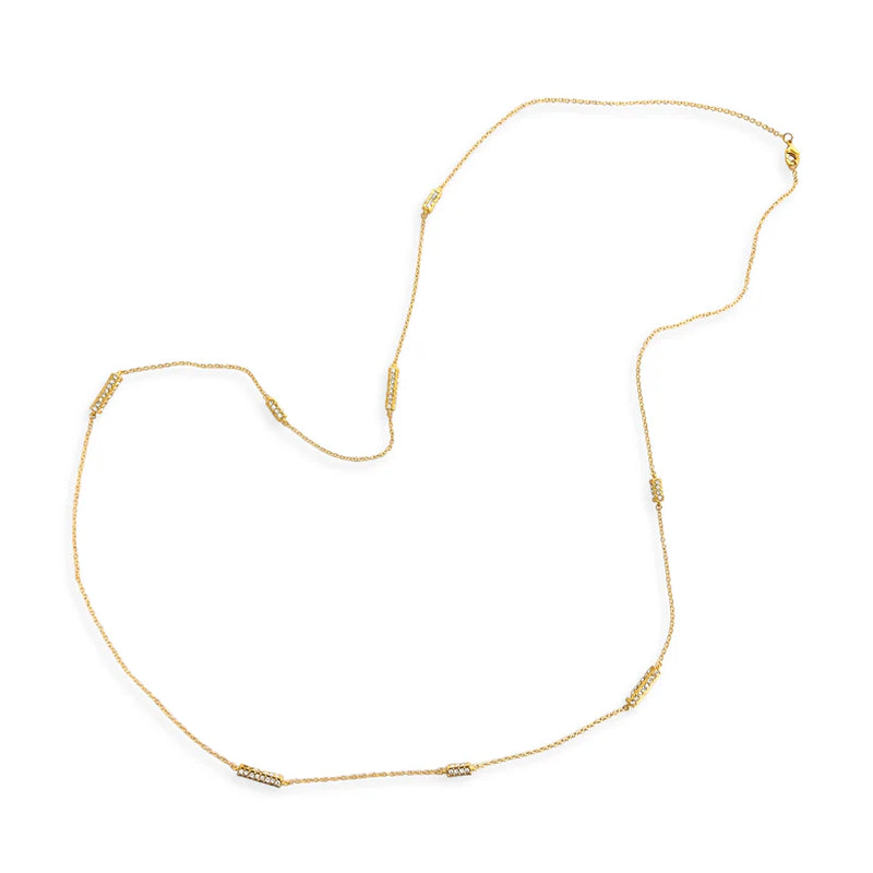 Crystal Bars Gold Plated Necklace