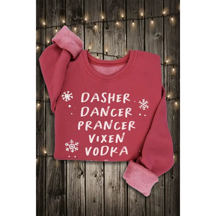 Dasher Dancer Prancer Mineral Sweatshirt Scarlette Red