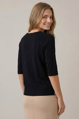 Short Sleeve Sweater Knit Top Black